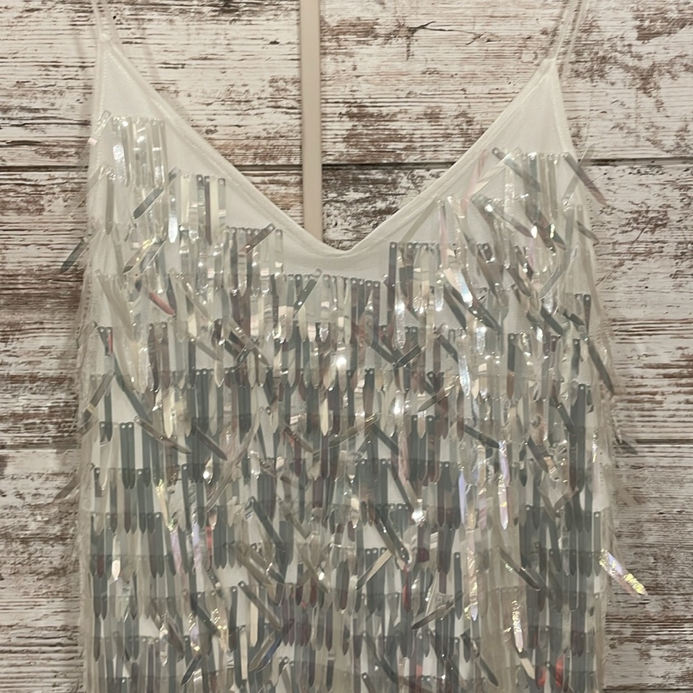 Untamed Petals - White - Fun Sequin - Party Dress - Picture 2 of 4